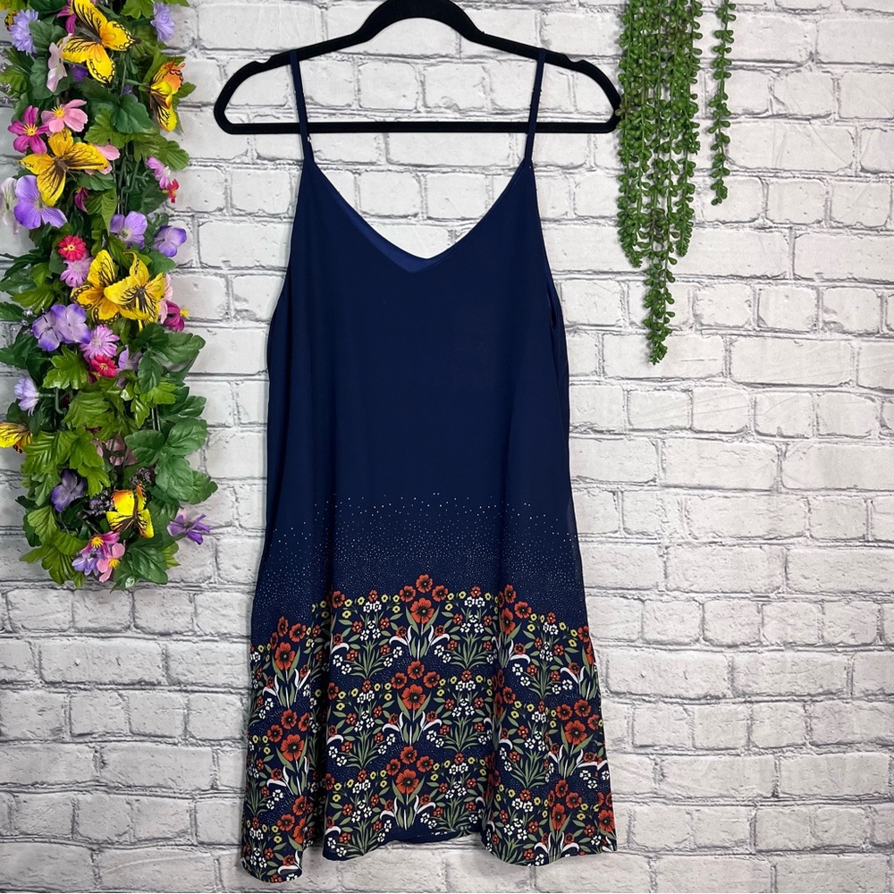 💙2/$40💙NWT SM Wardrobe Sleeveless Pritned Navy Blue Swing Dress Size Medium